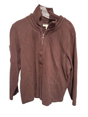 Coldwater Creek Women's 1X Chocolate Brown Corduroy Zip Up Top